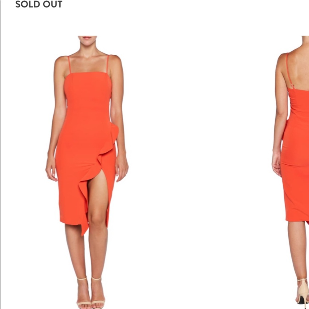 Red Slit Midi Dress
